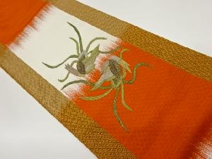 抽象鳥に菱模様織出し丸帯